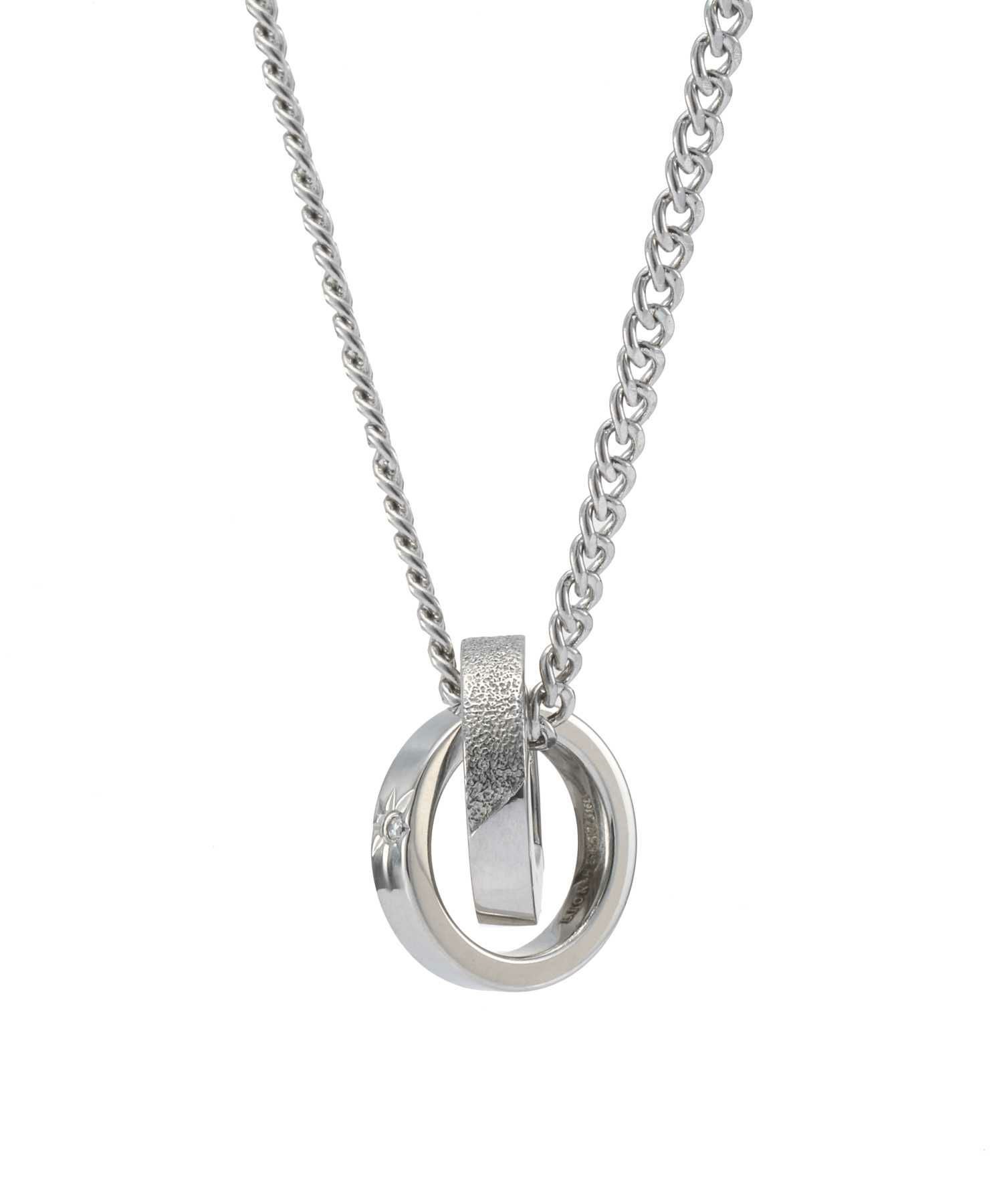 【ONLINE STORE 限定】“SAND”ダブルリングネックレス（ダイヤモンドplus）/サージカルステンレス（金属アレルギー対応）