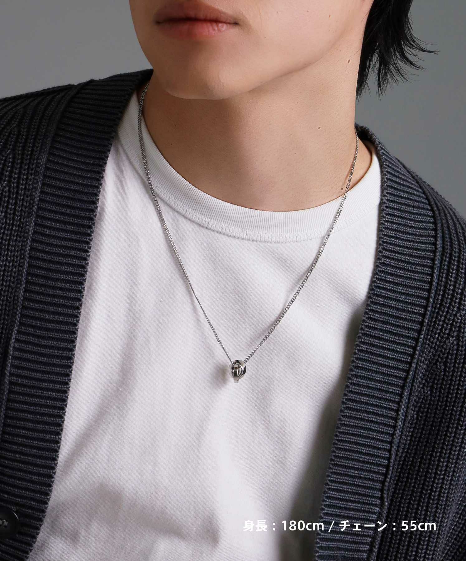 【ONLINE STORE 限定】“SAND”ダブルリングネックレス（ダイヤモンドplus）/サージカルステンレス（金属アレルギー対応）