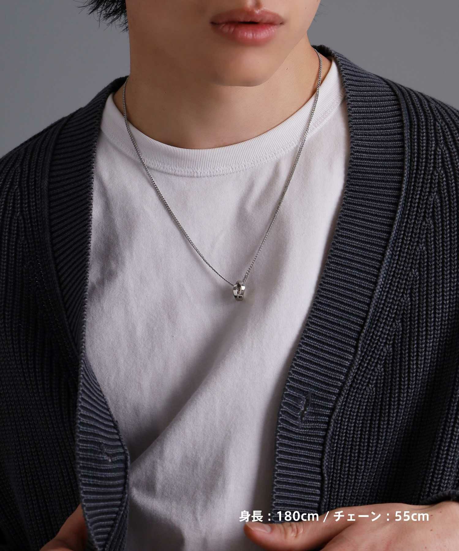 【ONLINE STORE 限定】“SAND”ダブルリングネックレス（ダイヤモンドplus）/サージカルステンレス（金属アレルギー対応）