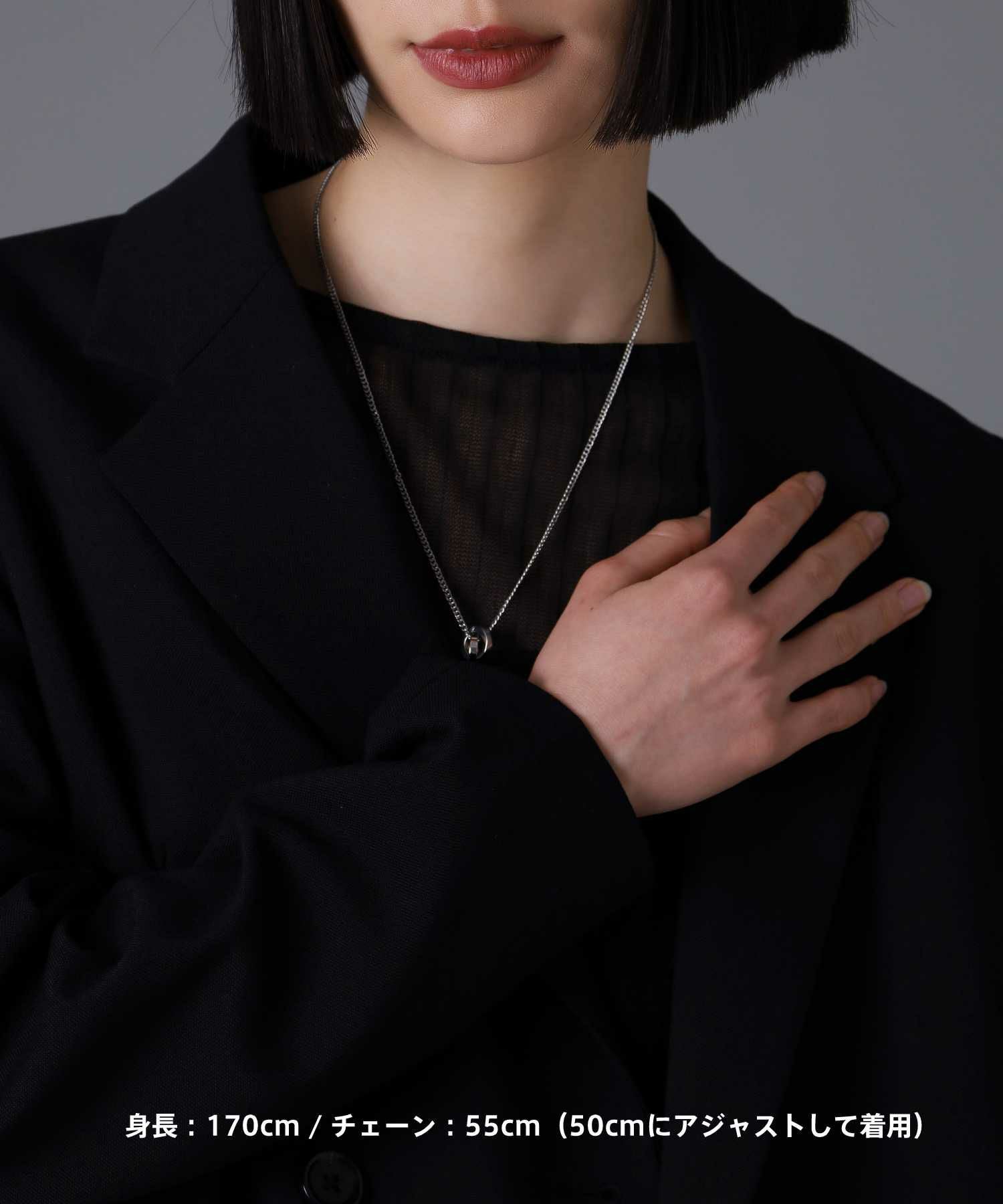 【ONLINE STORE 限定】“SAND”ダブルリングネックレス（ダイヤモンドplus）/サージカルステンレス（金属アレルギー対応）