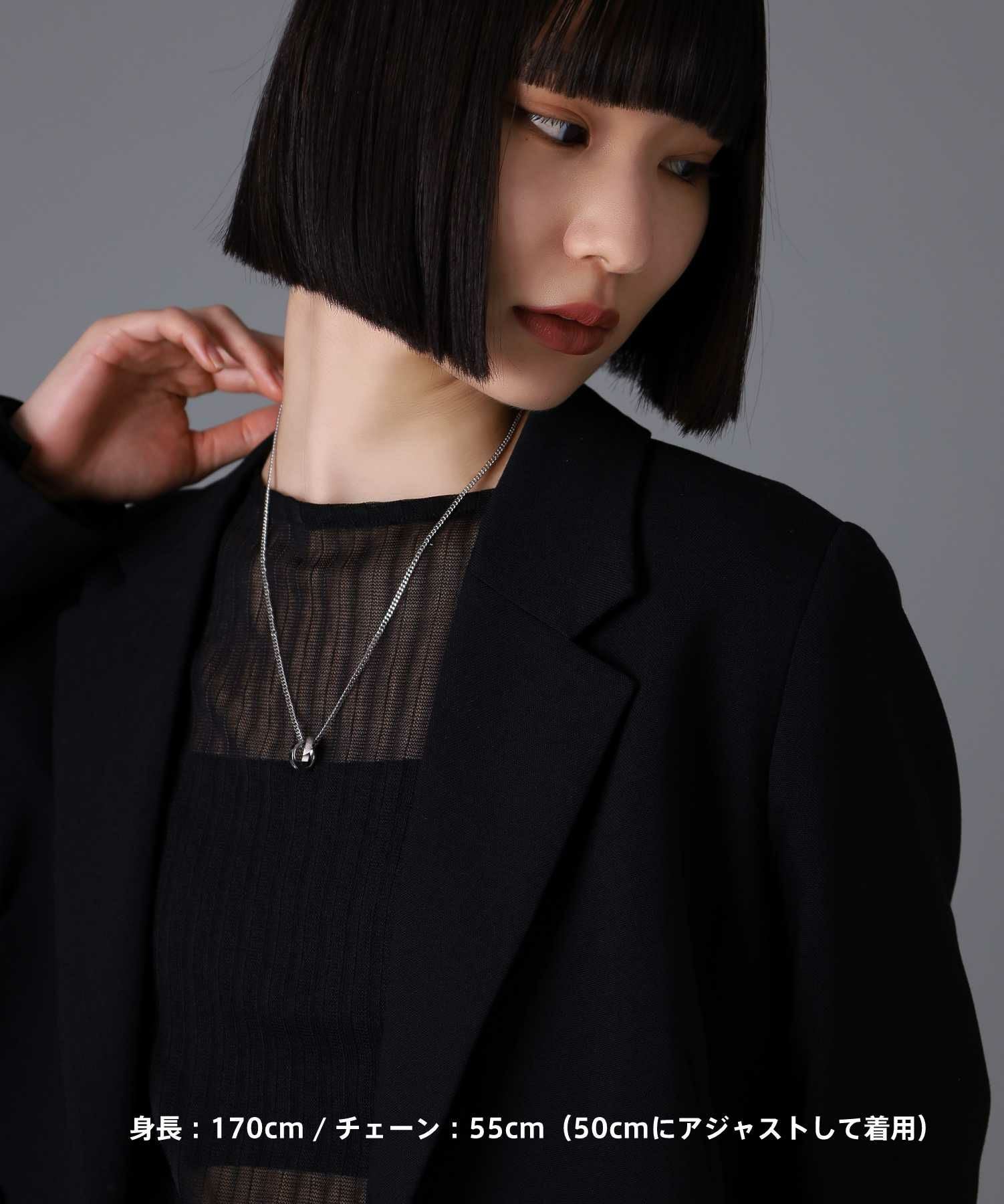 【ONLINE STORE 限定】“SAND”ダブルリングネックレス（ダイヤモンドplus）/サージカルステンレス（金属アレルギー対応）