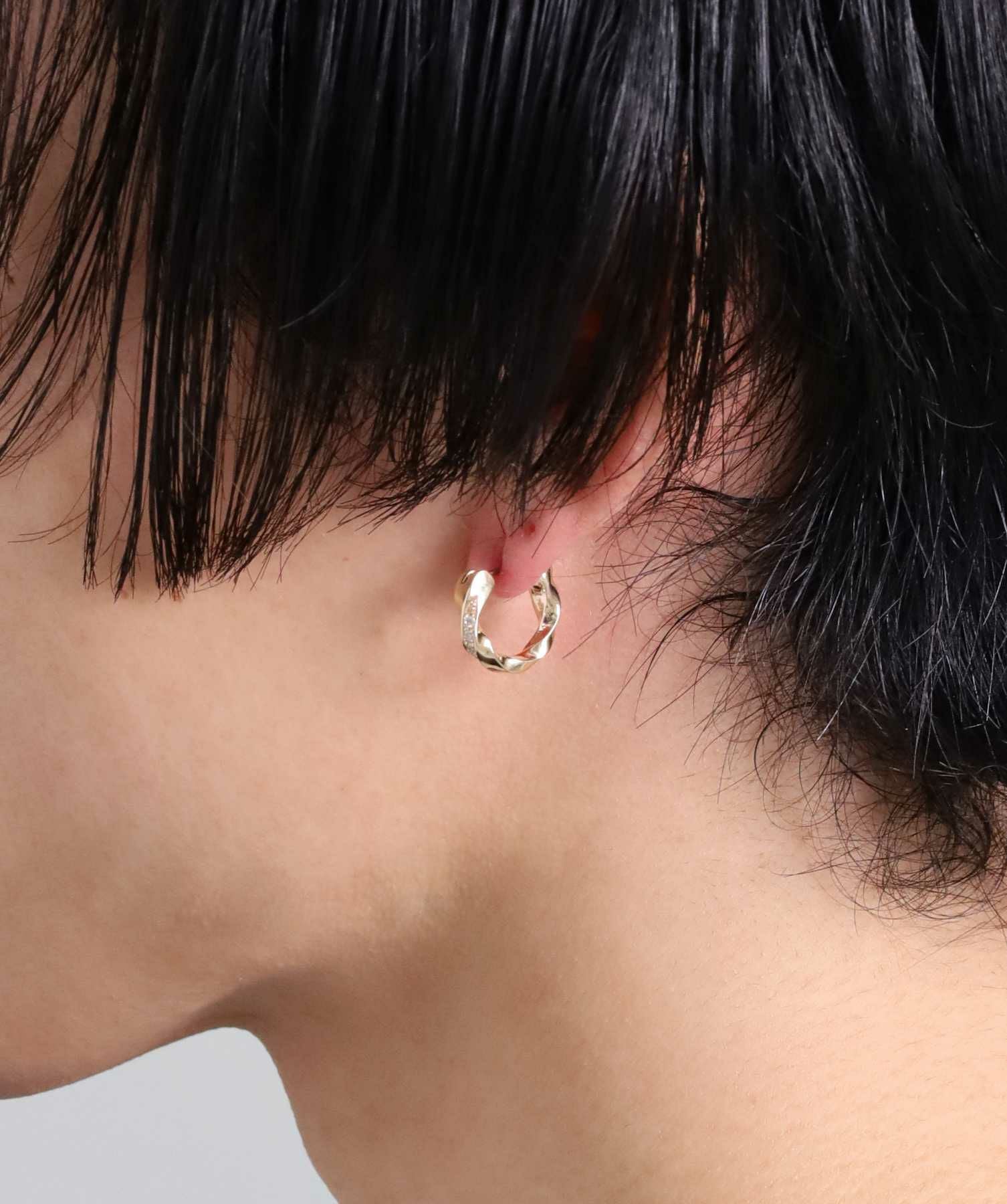 for Gift”クロッシングピアス（ツイスト&ジルコニア）/K10ゴールド