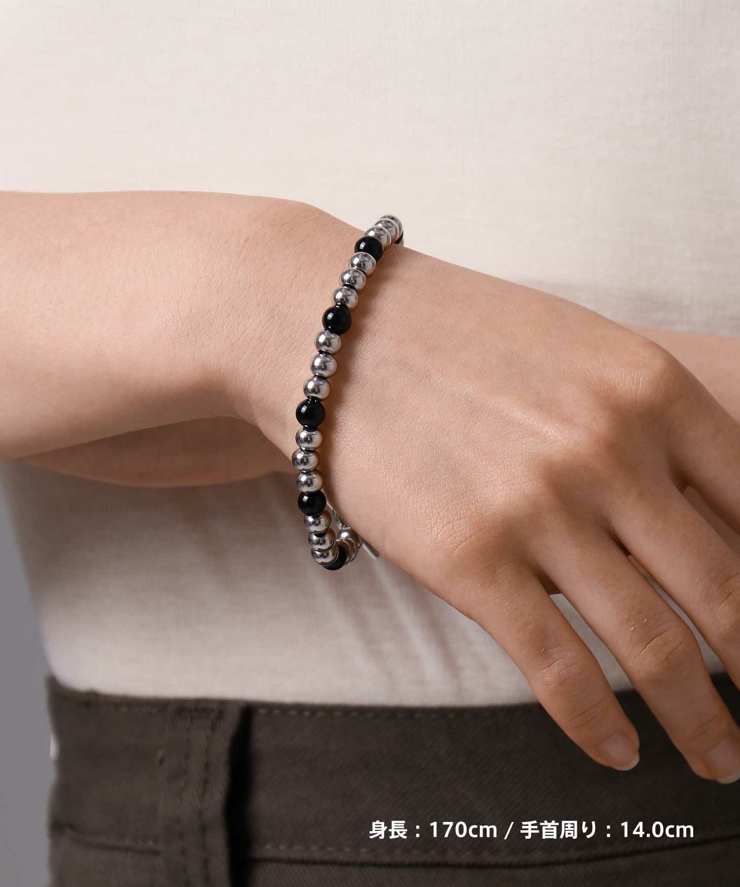 限定展開】“LH-1”インナーチェーンビーズブレスレット（オニキス/6mm