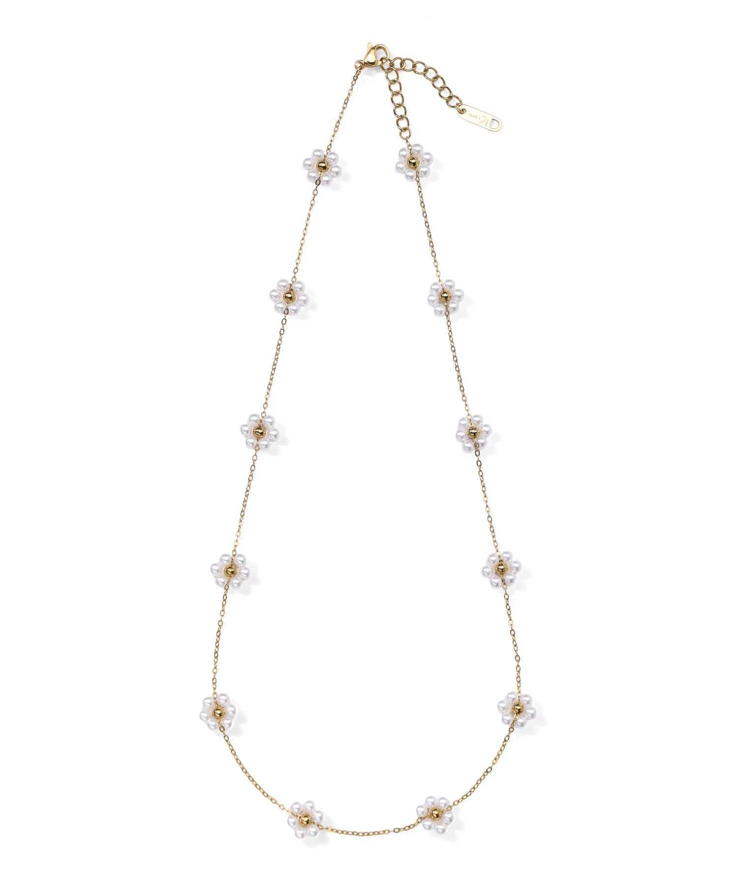 WEB限定】“MELLOW”フラワーパールステーションネックレス（ゴールド