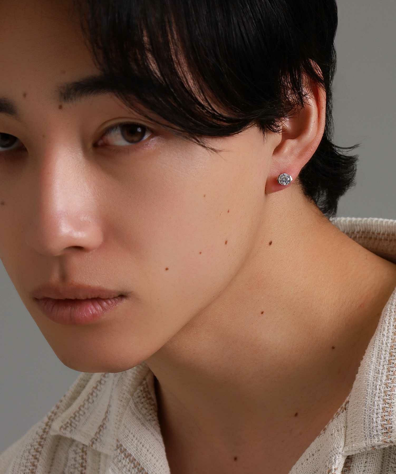 シルバー クリスタルカット 片耳ピアス BASIC”ブリリアントカットピアス（シルバー×クリアジルコニア