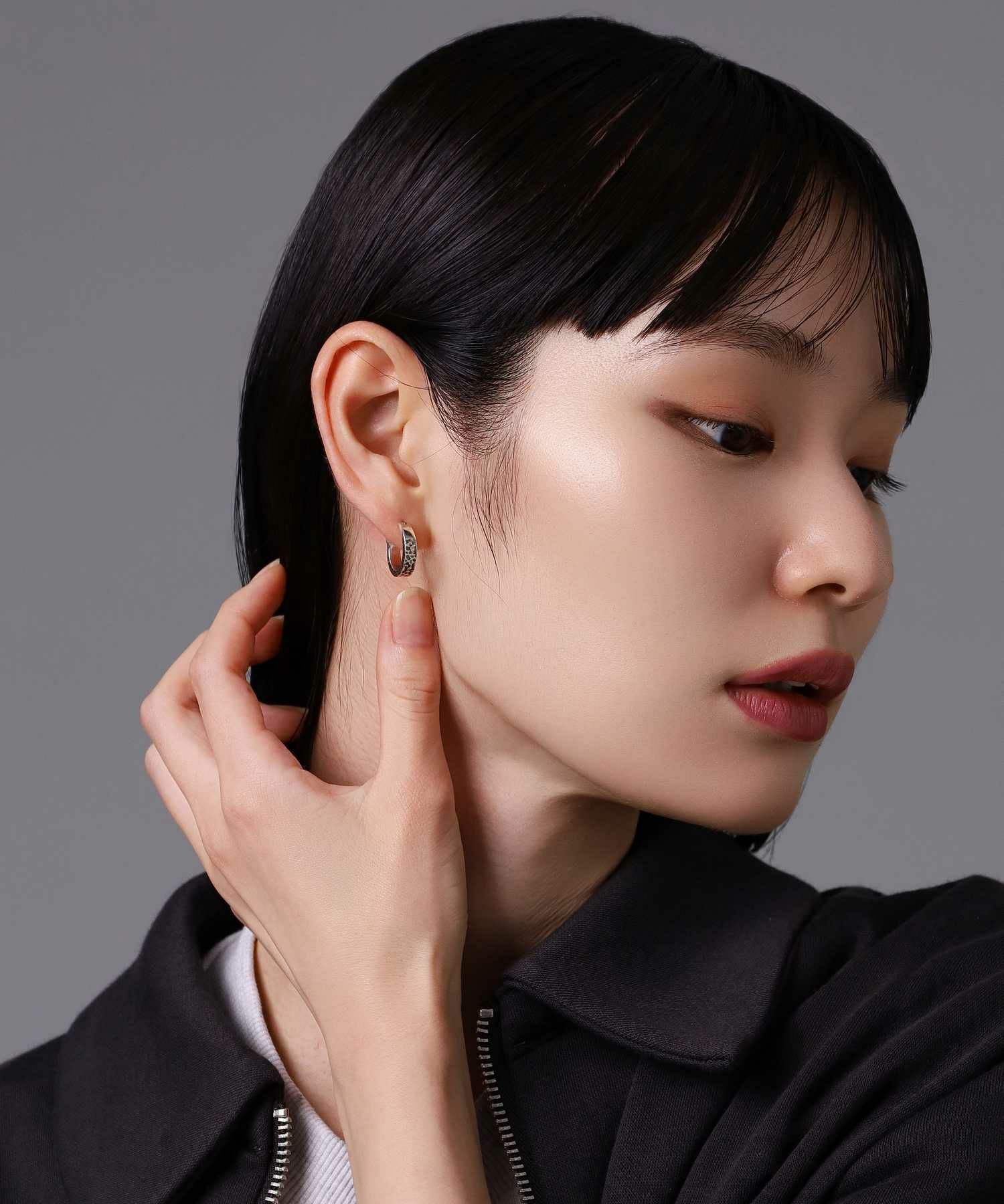 【1117】ピアス アンデシン※高品質 for Gift”クロッシングピアス（ハンマーテクスチャー）/シルバー925