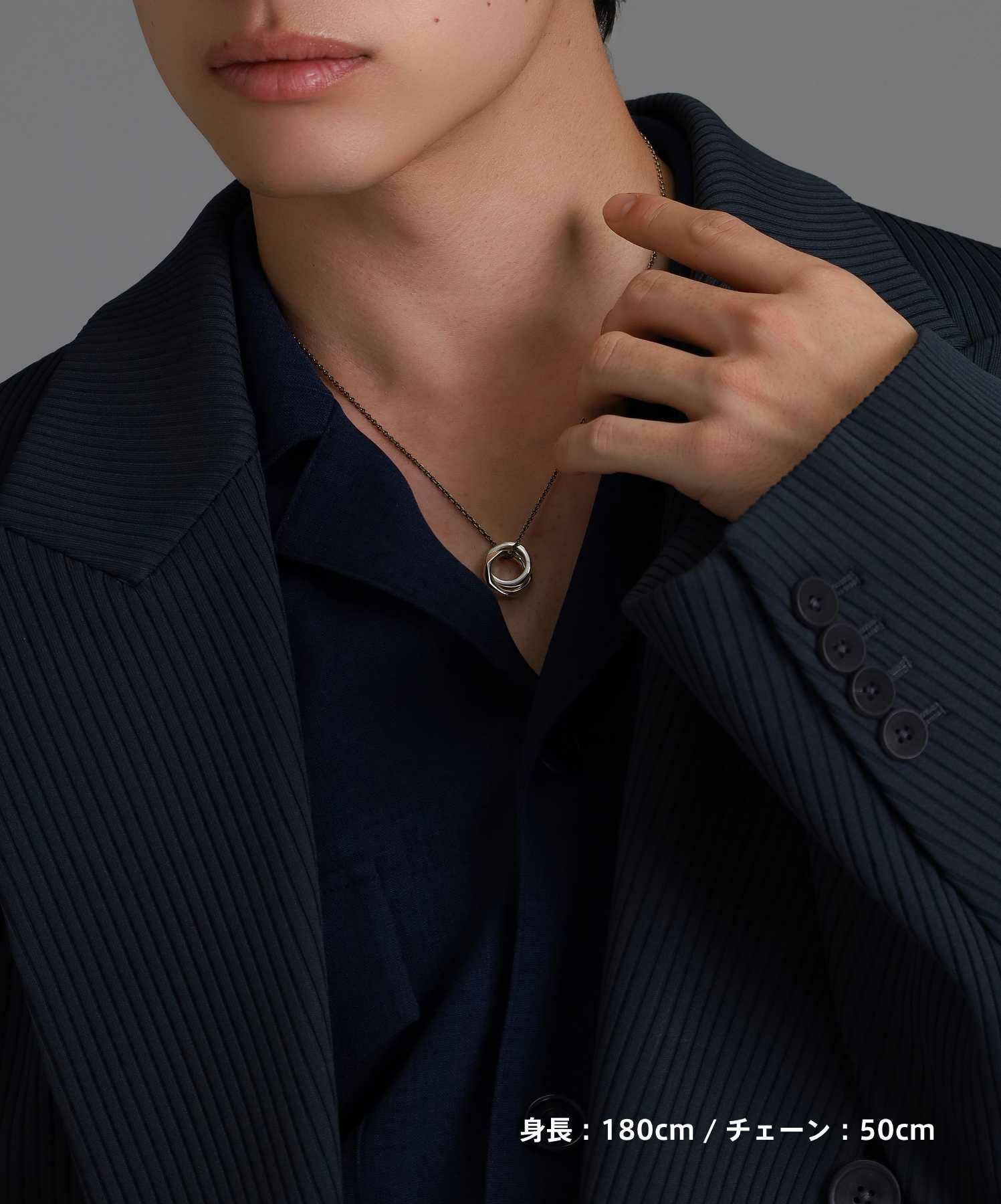 for Gift”ラージフラグメントダブルリングネックレス/シルバー925