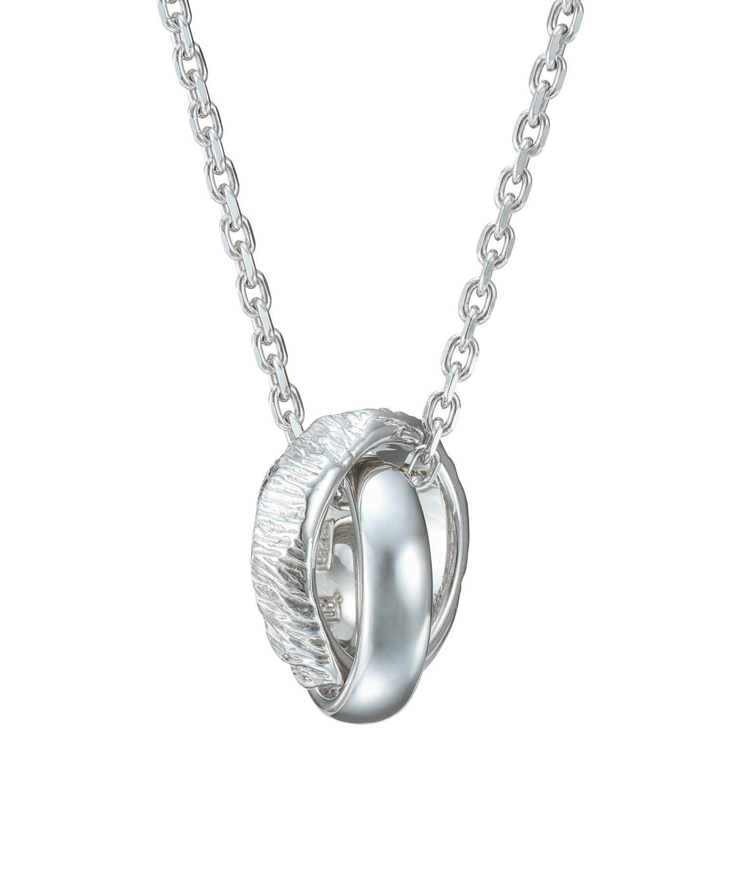 for Gift”スカーテクスチャーダブルリングネックレス/シルバー925